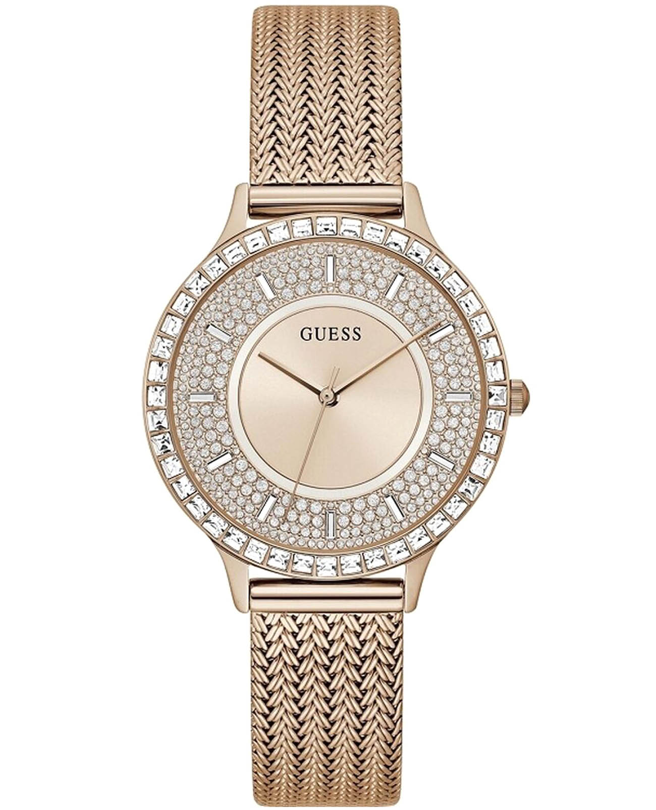 Guess Guess Dress Steel GW0402L3  GW0402L3 кварцевые женские часы золотой циферблат, браслет нержавеющая сталь с ip-покрытием — вид спереди