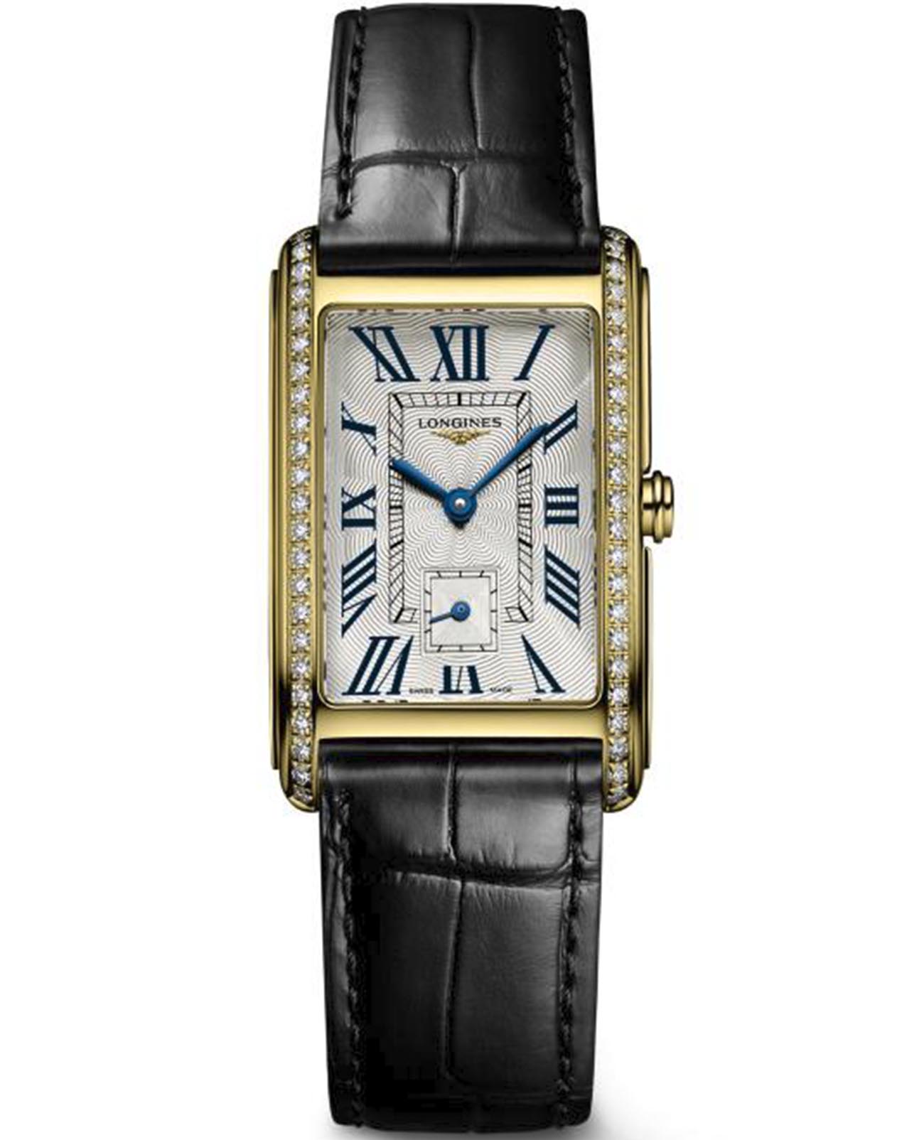 Longines Longines DolceVita L5.512.7.71.0  L55127710 кварцевые женские часы белый циферблат, браслет кожаный — вид спереди