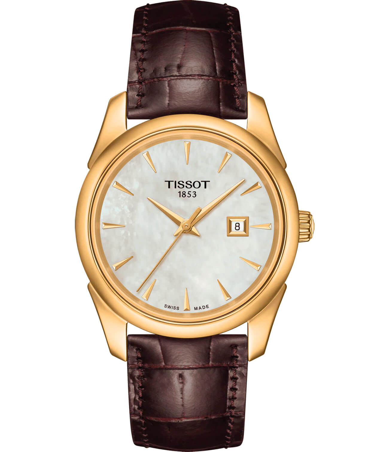 Tissot Tissot Vintage Lady 18K Gold T920.210.16.111.00  T9202101611100 кварцевые женские часы перламутровый циферблат, браслет кожаный — вид спереди