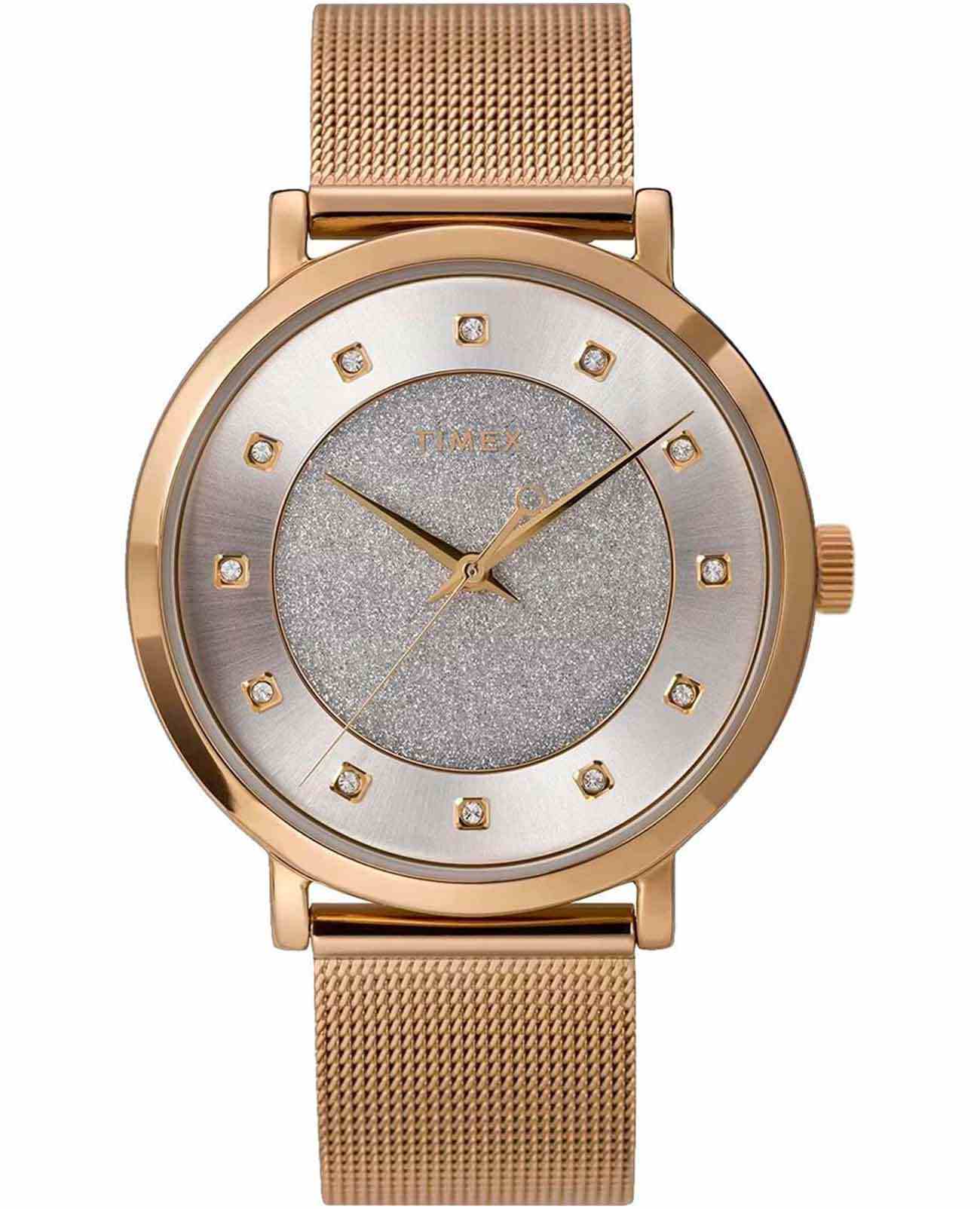 Timex Timex Celestial Opulence TW2U67100  TW2U67100 кварцевые женские часы серебристый циферблат, браслет нержавеющая сталь с pvd-покрытием — вид спереди