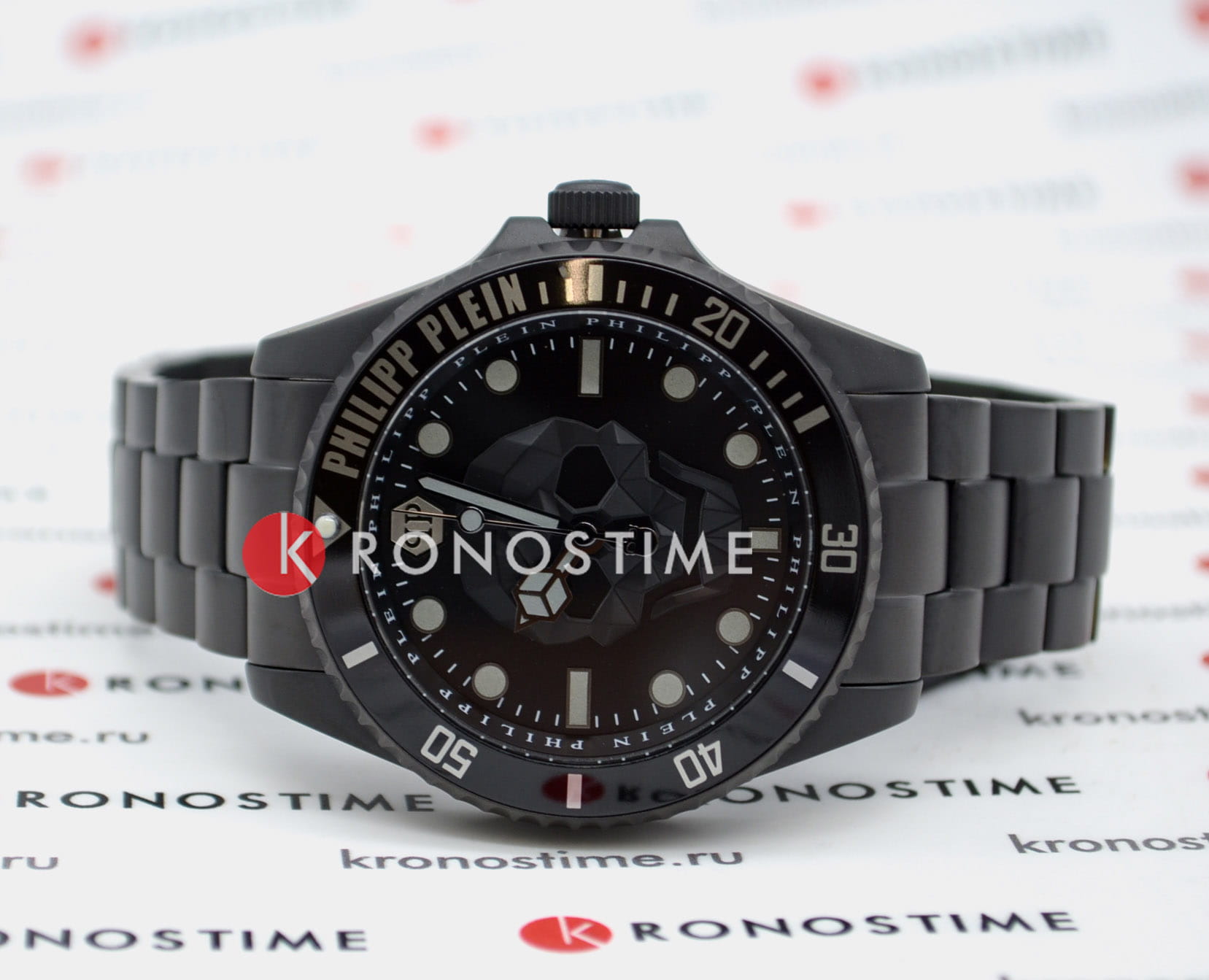 Philipp Plein Philipp Plein The Skull PWOAA0922 кварцевые мужские часы часы крупный план черный циферблата