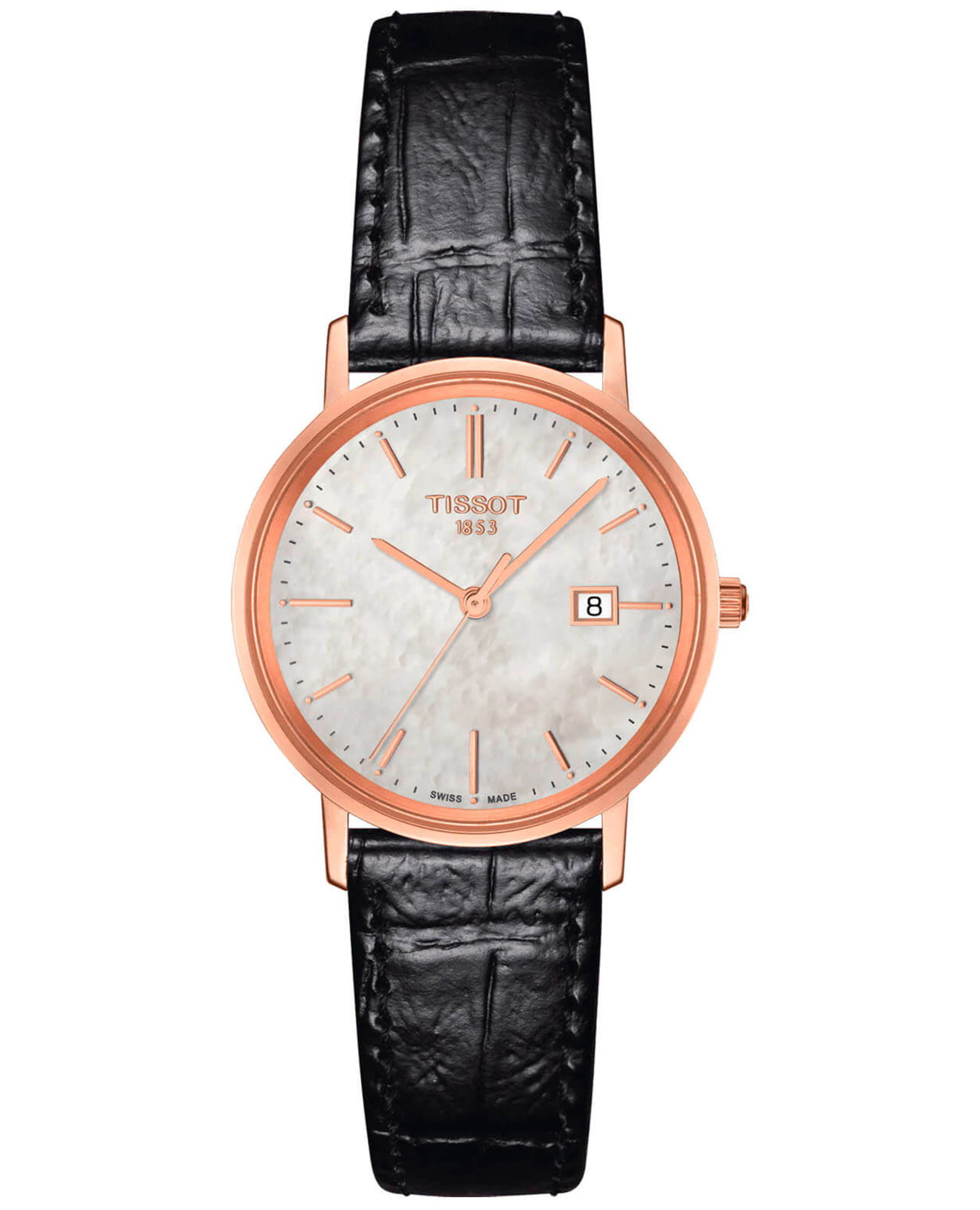 Tissot Tissot Goldrun Lady 18K Gold T922.210.76.111.00  T9222107611100 кварцевые женские часы перламутровый циферблат, браслет кожаный — вид спереди
