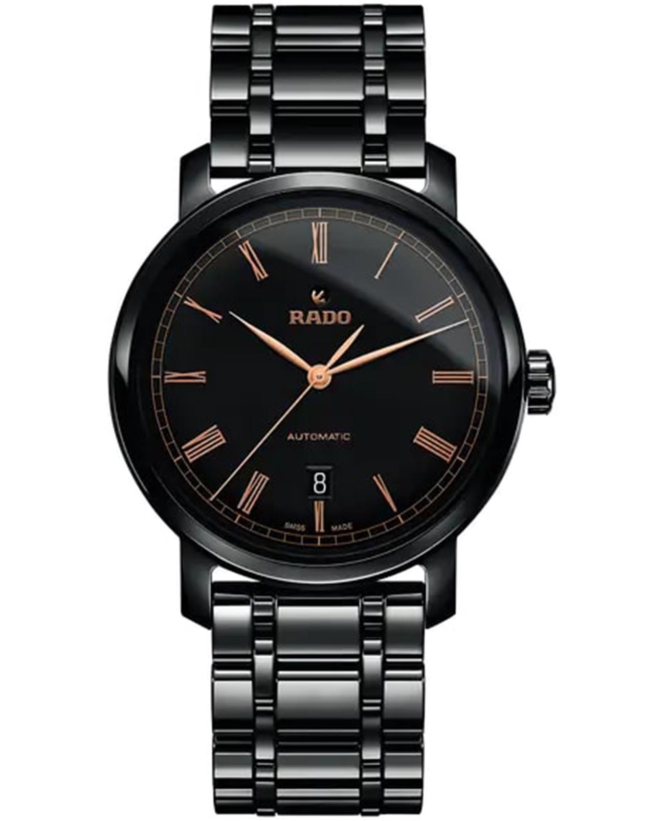 Rado Rado Diamaster R14805162 Automatic R14805162 механические мужские часы черный циферблат, браслет высокотехнологичная плазменная керамика — вид спереди