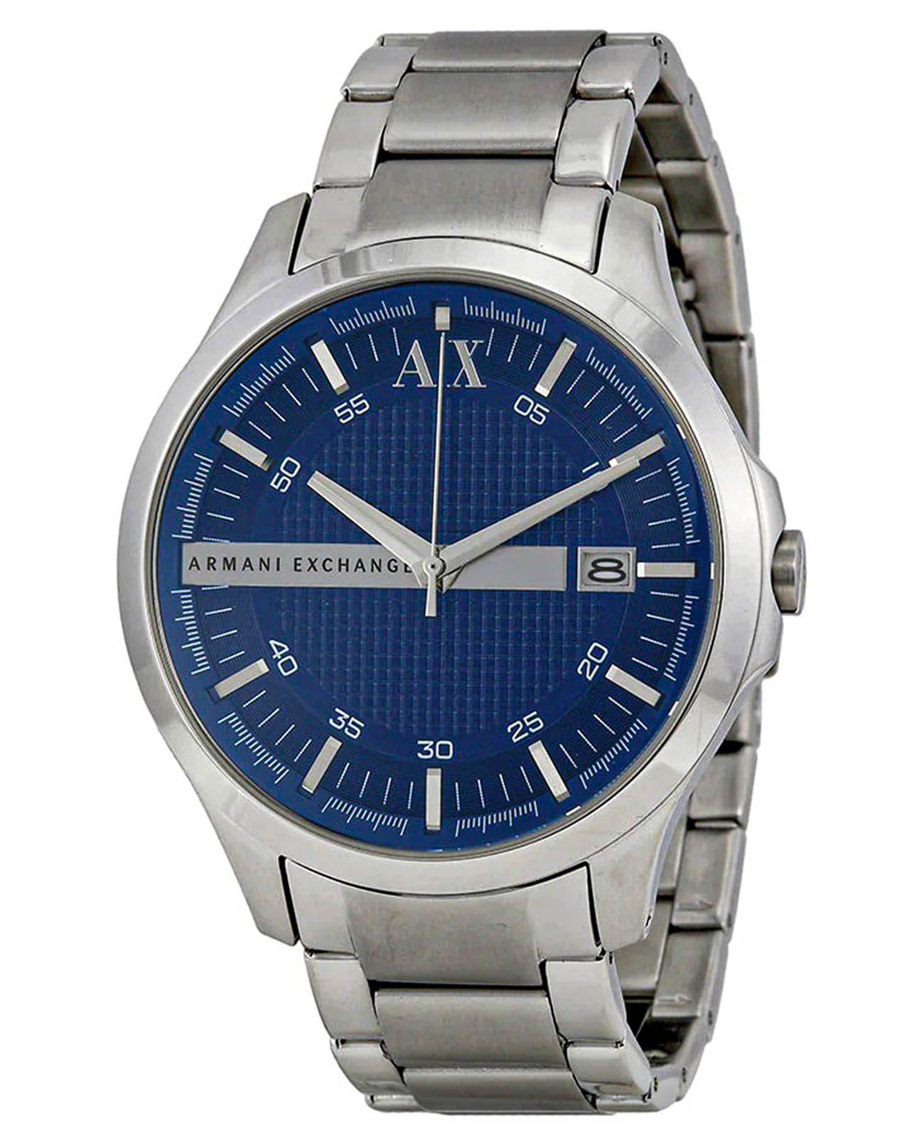Armani Exchange Armani Exchange Hampton AX2132  AX2132 кварцевые мужские часы синий циферблат, браслет нержавеющая сталь — вид спереди