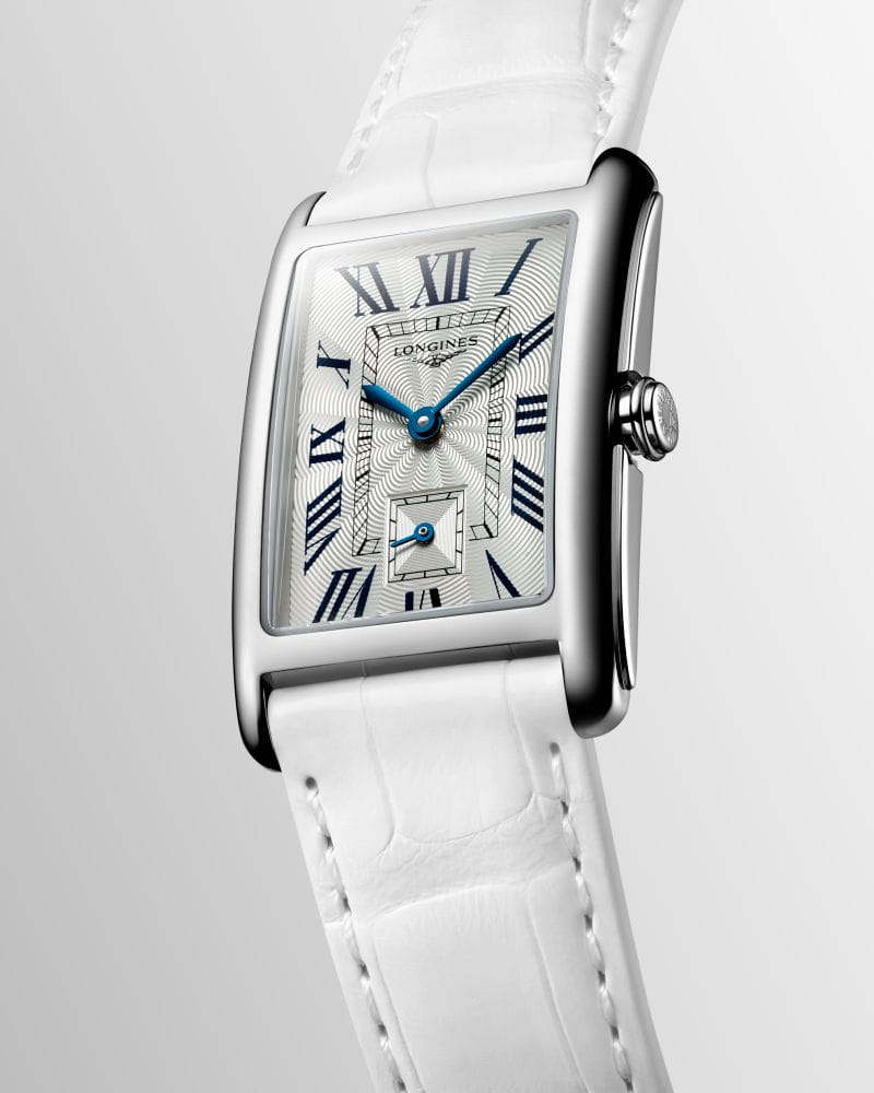 Longines Longines Conquest L5.512.4.71.2, dolcevita швейцария женские часы на браслете кожаный боковой вид