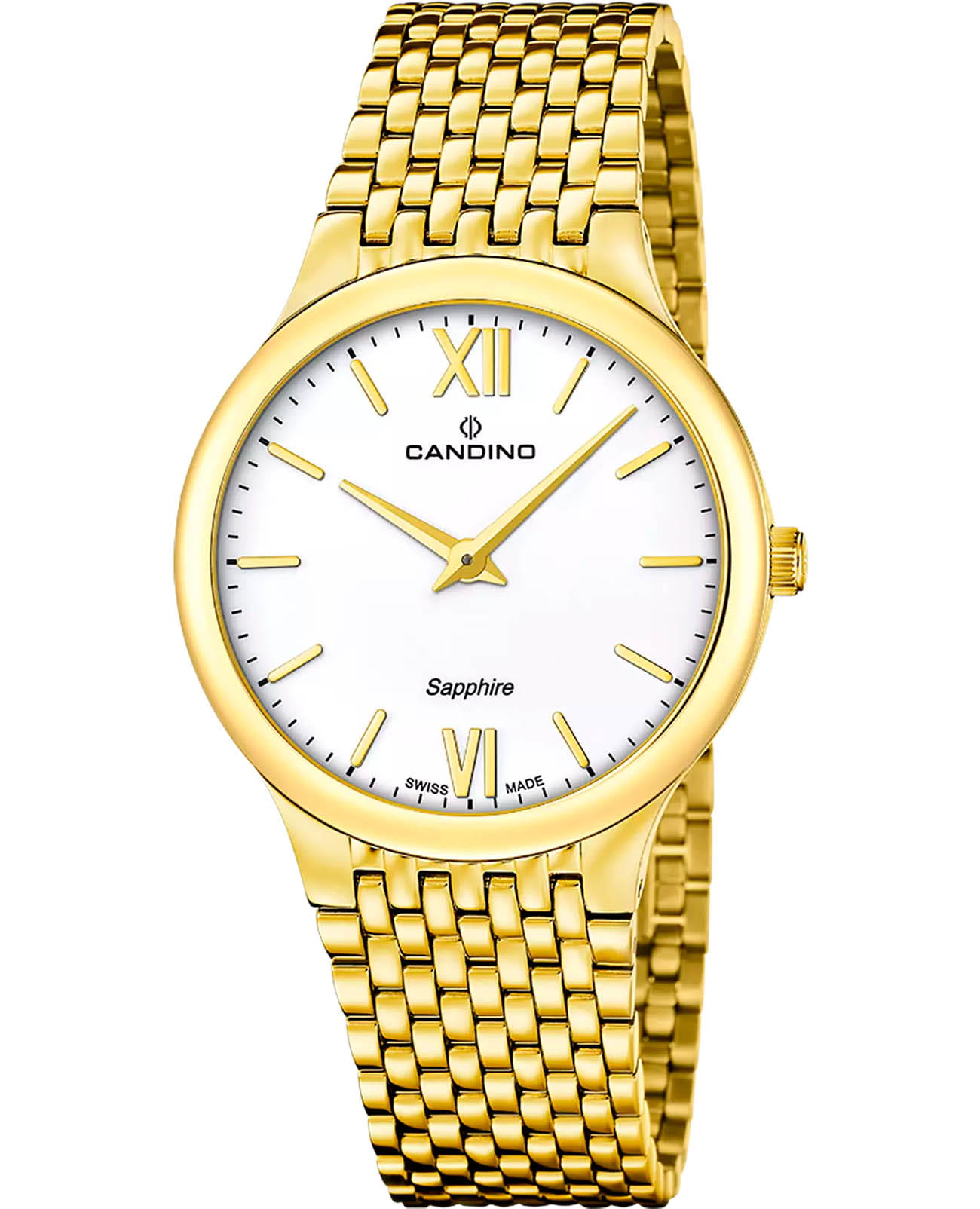 Candino Candino Series 1947 C4790/1  C4790/1 кварцевые мужские часы белый циферблат, браслет нержавеющая сталь с pvd-покрытием — вид спереди