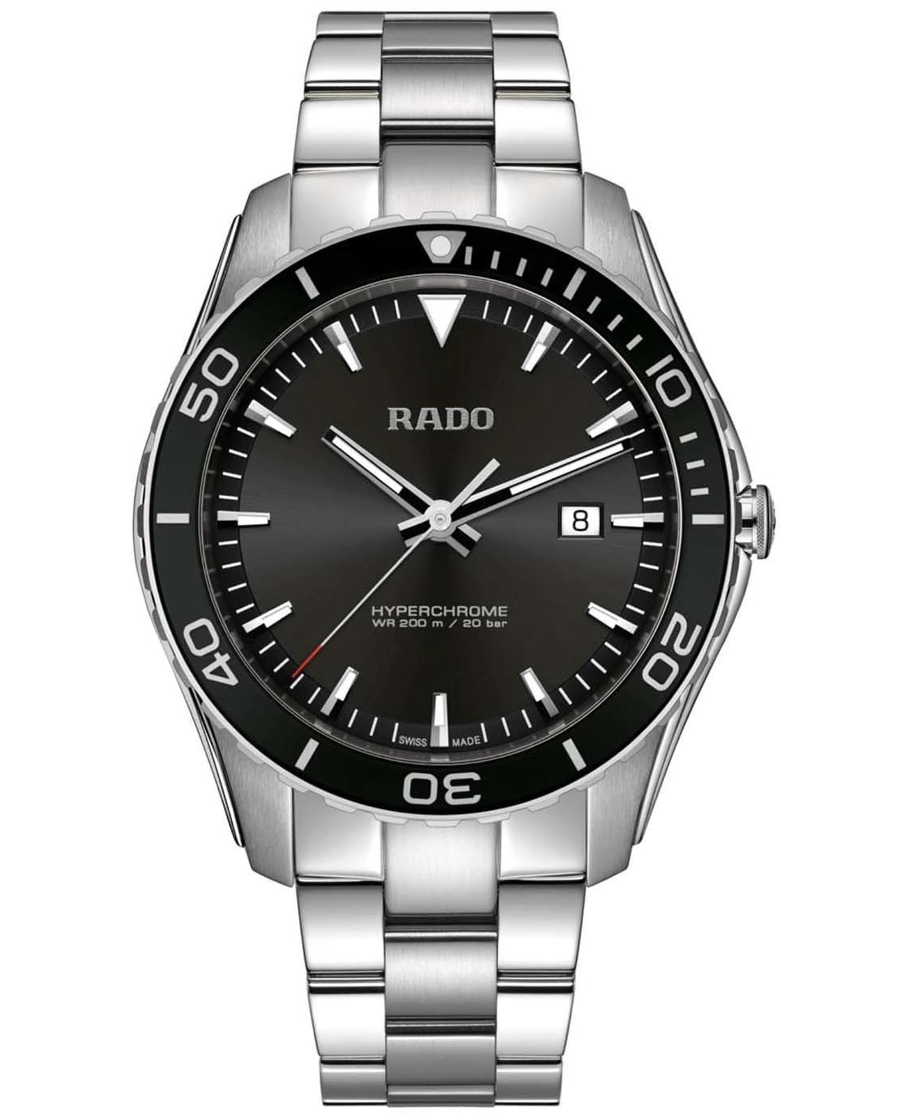 Rado Rado Hyperchrome R32156163  R32156163 кварцевые мужские часы черный циферблат, браслет нержавеющая сталь — вид спереди