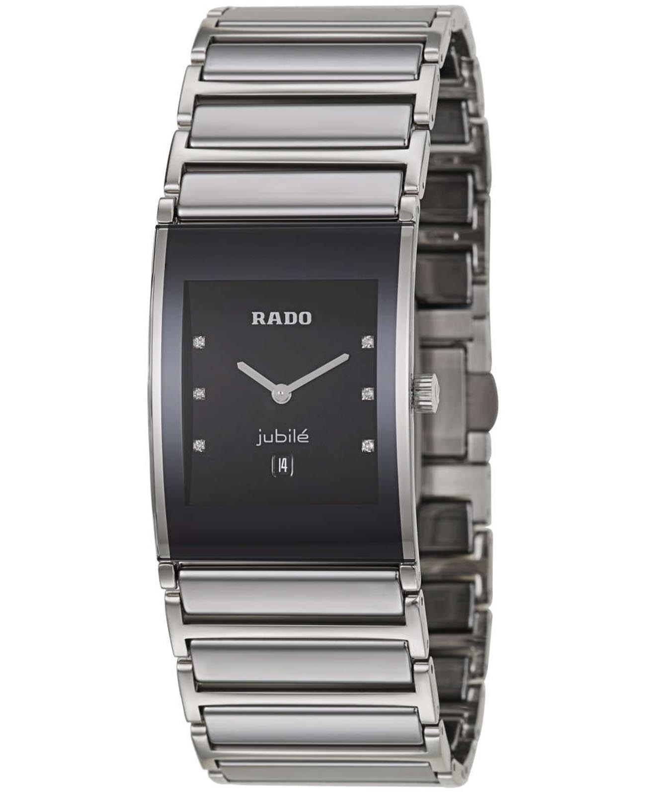 Rado Rado Integral R20785759  R20785759 кварцевые женские часы черный циферблат, браслет сталь + керамические вставки — вид спереди