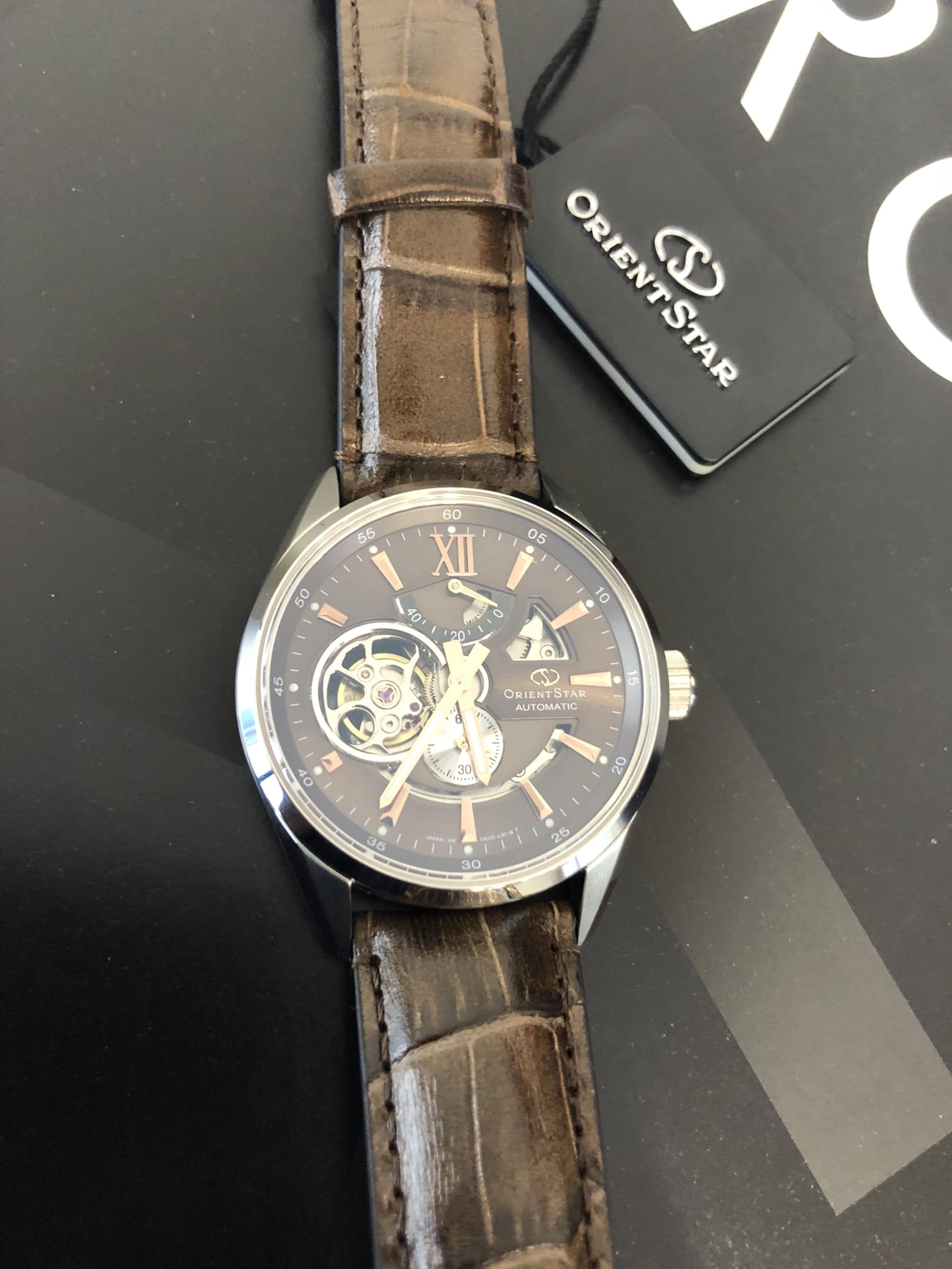 Orient Orient Star DK05004K (SDK05004K) механические мужские часы часы крупный план коричневый циферблата