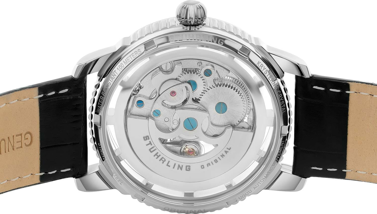 Stuhrling Stuhrling Legacy 3933.1,  сша мужские часы на браслете кожаный боковой вид