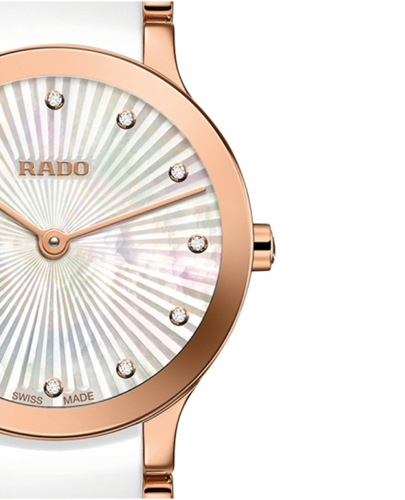 Rado Rado Centrix Diamonds R30186912, centrix швейцария женские часы на браслете сталь + pvd + керамика боковой вид