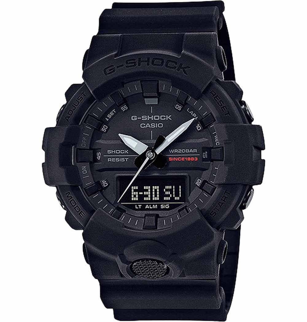 Casio Casio G-Shock GA-835A-1A GA GA-835A-1A электронные мужские часы черный циферблат, браслет пластик — вид спереди