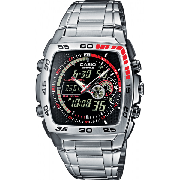 Casio Casio Edifice EFA-122D-1A  EFA-122D-1A автокварц (кинетик) мужские часы черный циферблат, браслет нержавеющая сталь — вид спереди