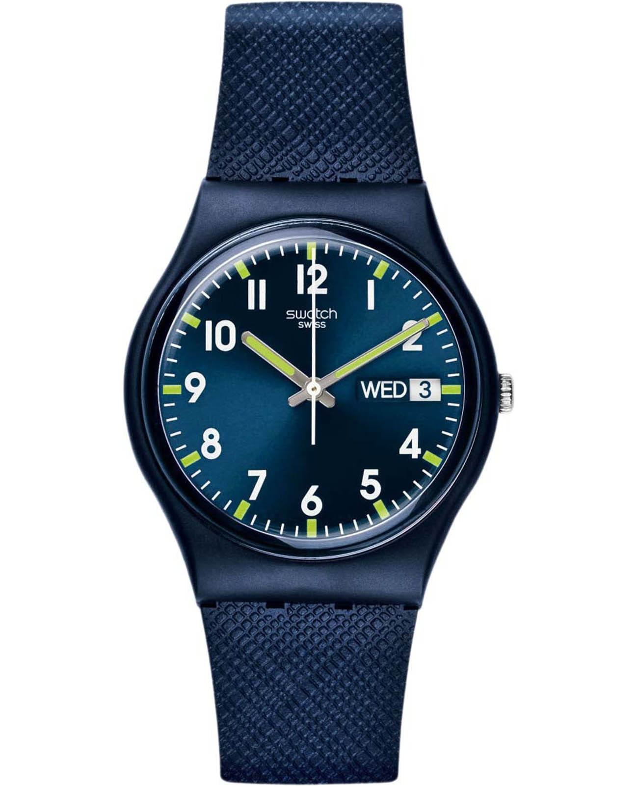 Swatch Swatch Gent Standard GN718-S26  GN718-S26 кварцевые женские часы синий циферблат, браслет силикон — вид спереди