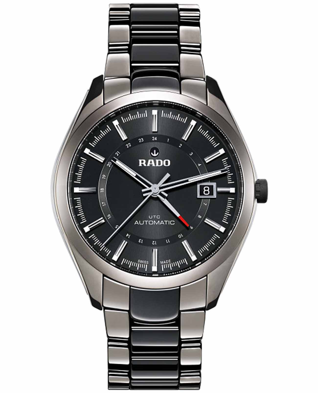 Rado Rado Hyperchrome R32165152 Automatic R32165152 механические мужские часы черный циферблат, браслет высокотехнологичная плазменная керамика — вид спереди