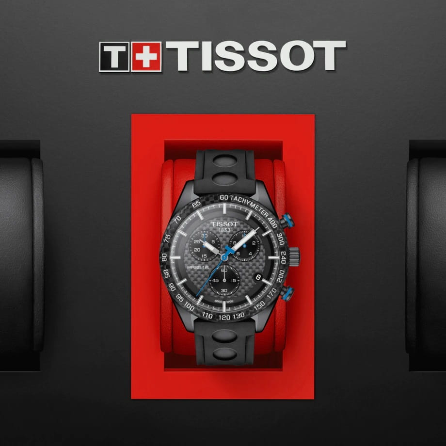 Tissot Tissot PRS 516 Chronograph T100.417.37.201.00, t-sport швейцария мужские часы на браслете каучук боковой вид