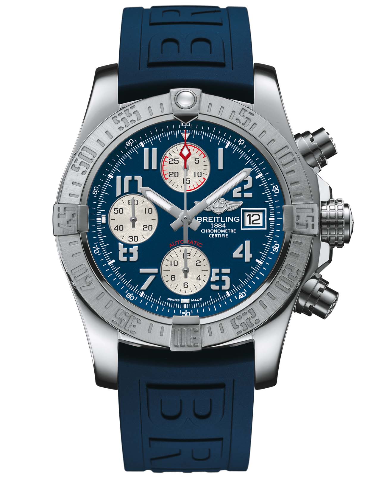 Breitling Breitling Avenger II A13381111C1S2  A13381111C1S2 механические мужские часы черный циферблат, браслет каучук — вид спереди
