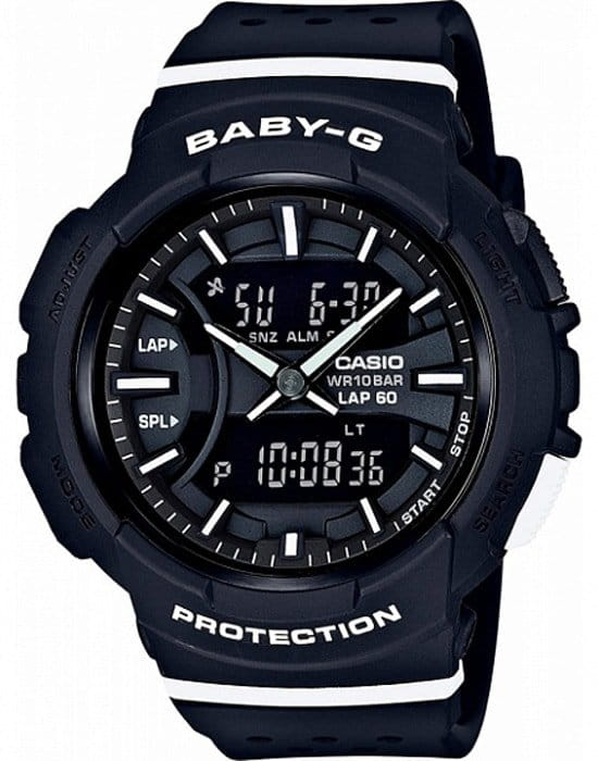 Casio Casio Baby-G BGA-240-1A1DR  BGA-240-1A1DR кварцевые женские часы черный циферблат, браслет пластик — вид спереди