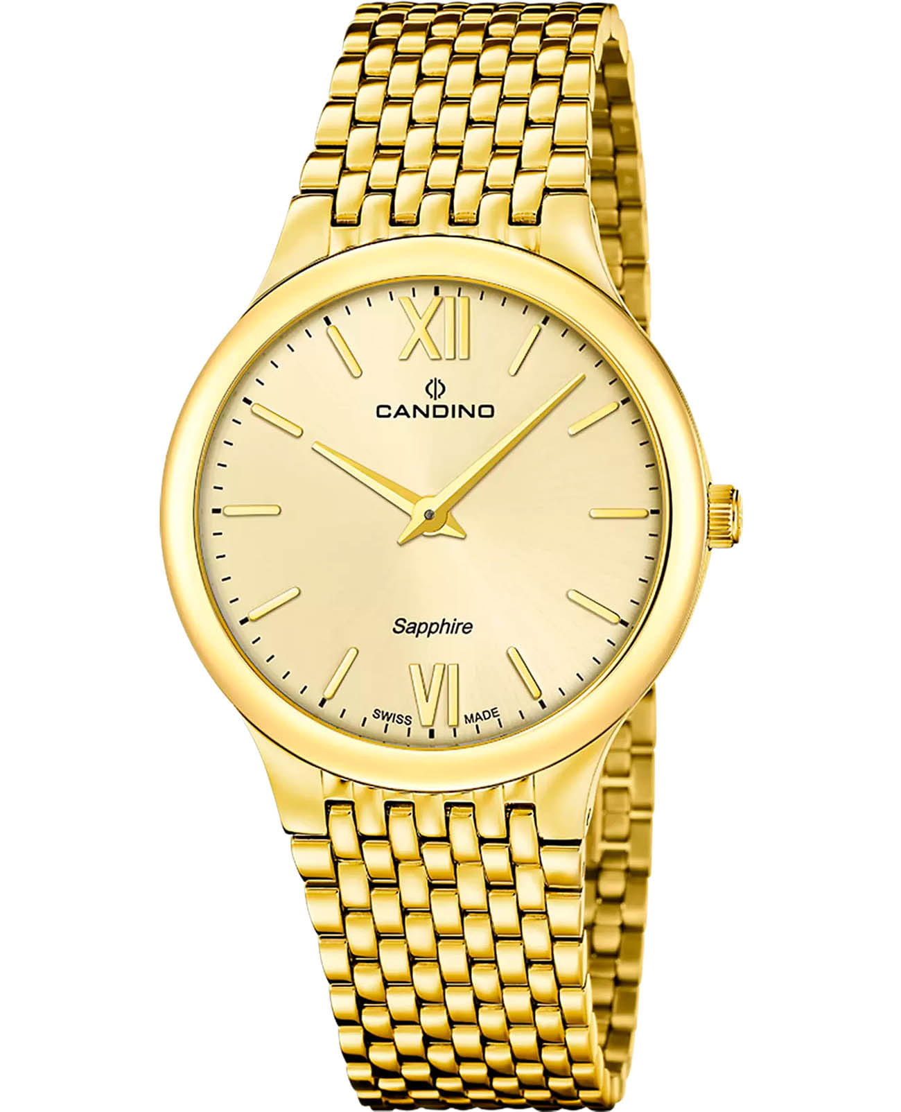 Candino Candino Series 1947 C4790/2  C4790/2 кварцевые мужские часы золотой циферблат, браслет нержавеющая сталь с pvd-покрытием — вид спереди