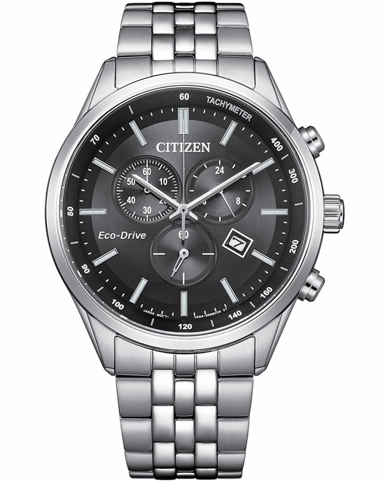 Citizen Citizen Eco-Drive AT2570-56E  AT2570-56E кварцевые мужские часы черный циферблат, браслет нержавеющая сталь — вид спереди