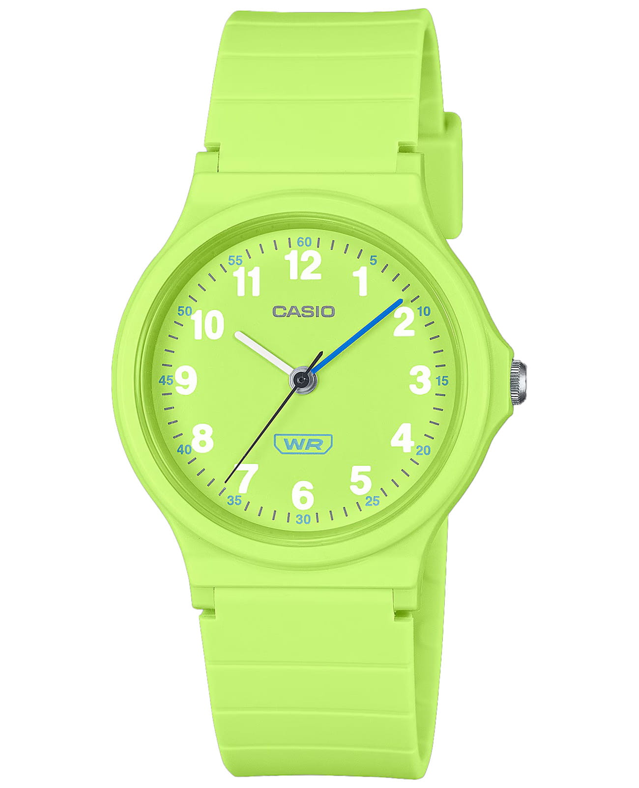Casio Casio LQ-24B-3B  LQ-24B-3B автокварц (кинетик) мужские часы зеленый циферблат, браслет пластик — вид спереди