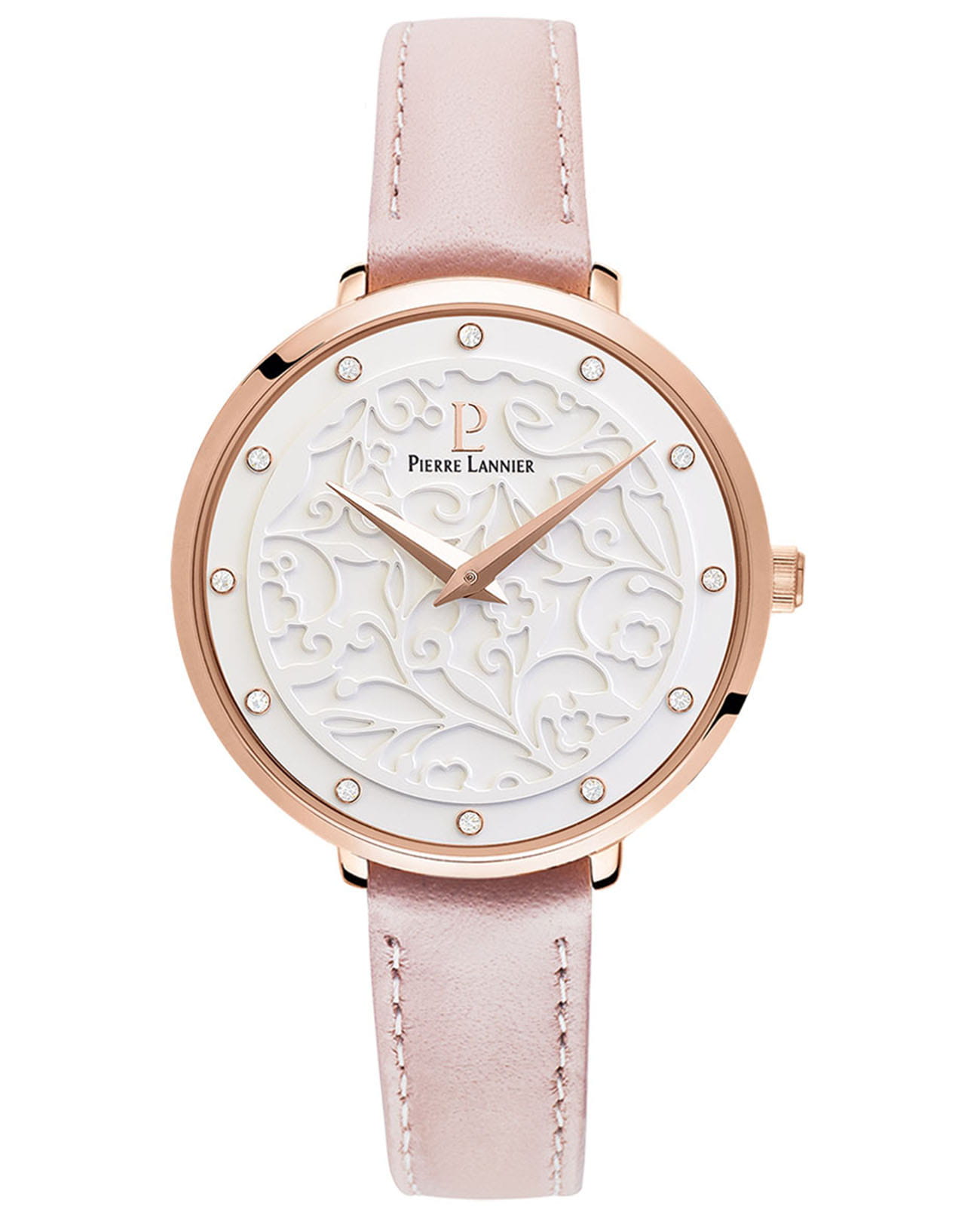 Pierre Lannier Pierre Lannier Eolia 039L905  039L905 кварцевые женские часы белый циферблат, браслет кожаный — вид спереди