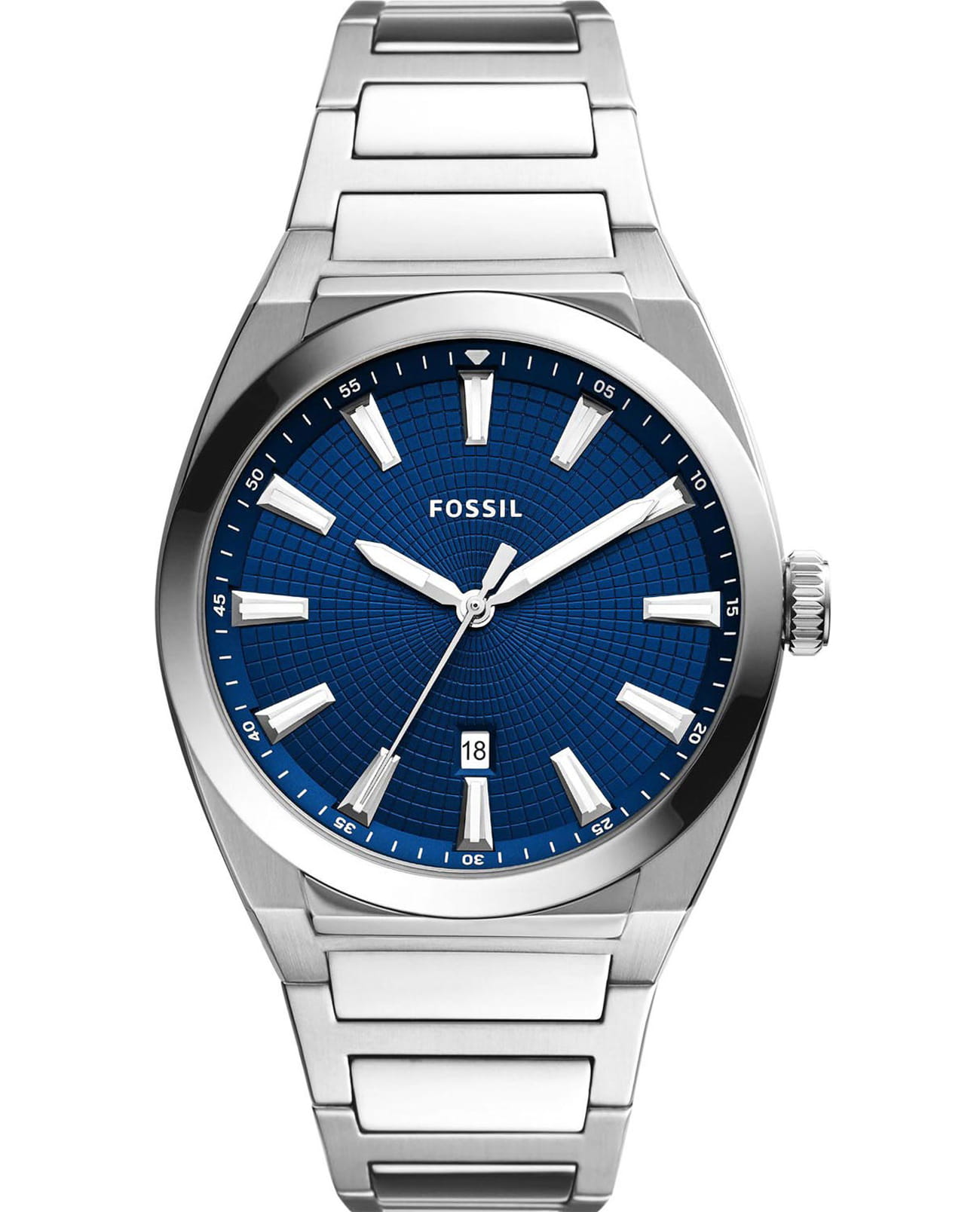 Fossil Fossil FB-02  FS5822  FS5822 кварцевые мужские часы синий циферблат, браслет нержавеющая сталь — вид спереди
