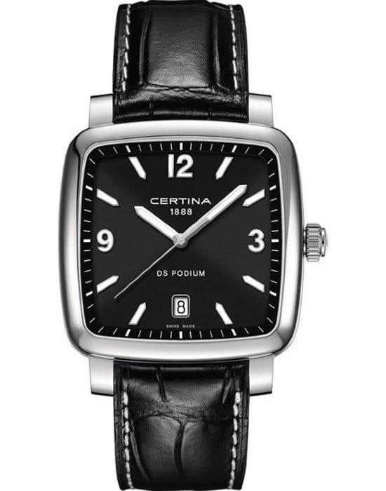 Certina Certina DS Podium C025.510.16.057.00  C0255101605700 кварцевые мужские часы черный циферблат, браслет кожаный — вид спереди