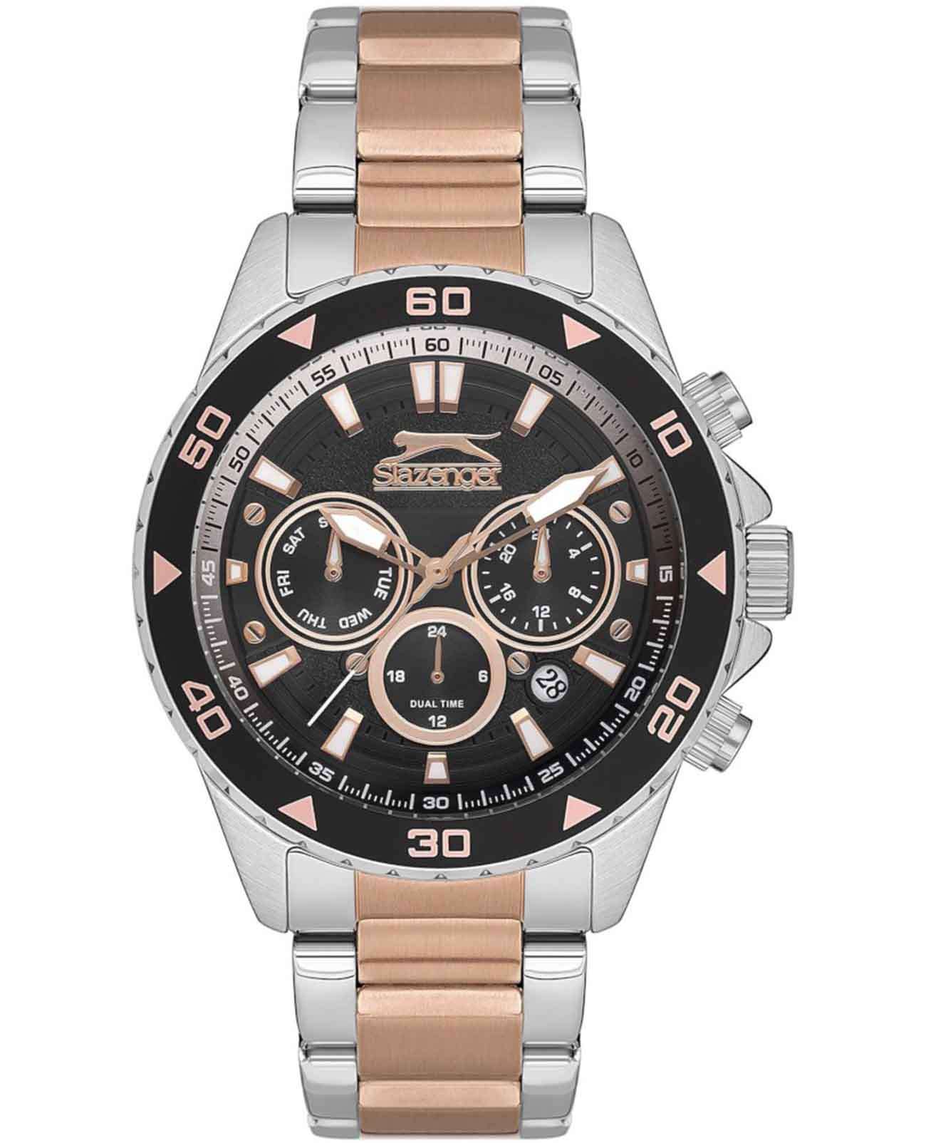 Slazenger Slazenger SL.09.2250.2.04  SL.09.2250.2.04 кварцевые мужские часы черный циферблат, браслет нержавеющая сталь с ip-покрытием — вид спереди