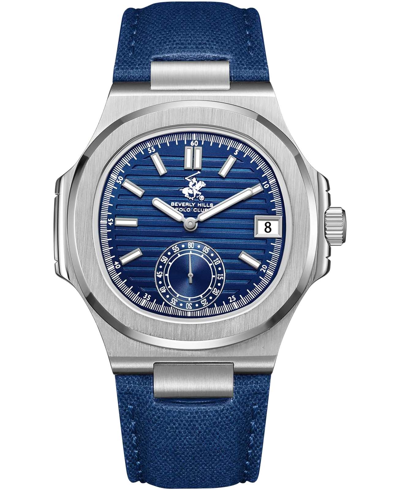 Beverly Hills Polo Club Beverly Hills Polo Club BP3792X.399  BP3792X.399 кварцевые мужские часы синий циферблат, браслет кожаный — вид спереди