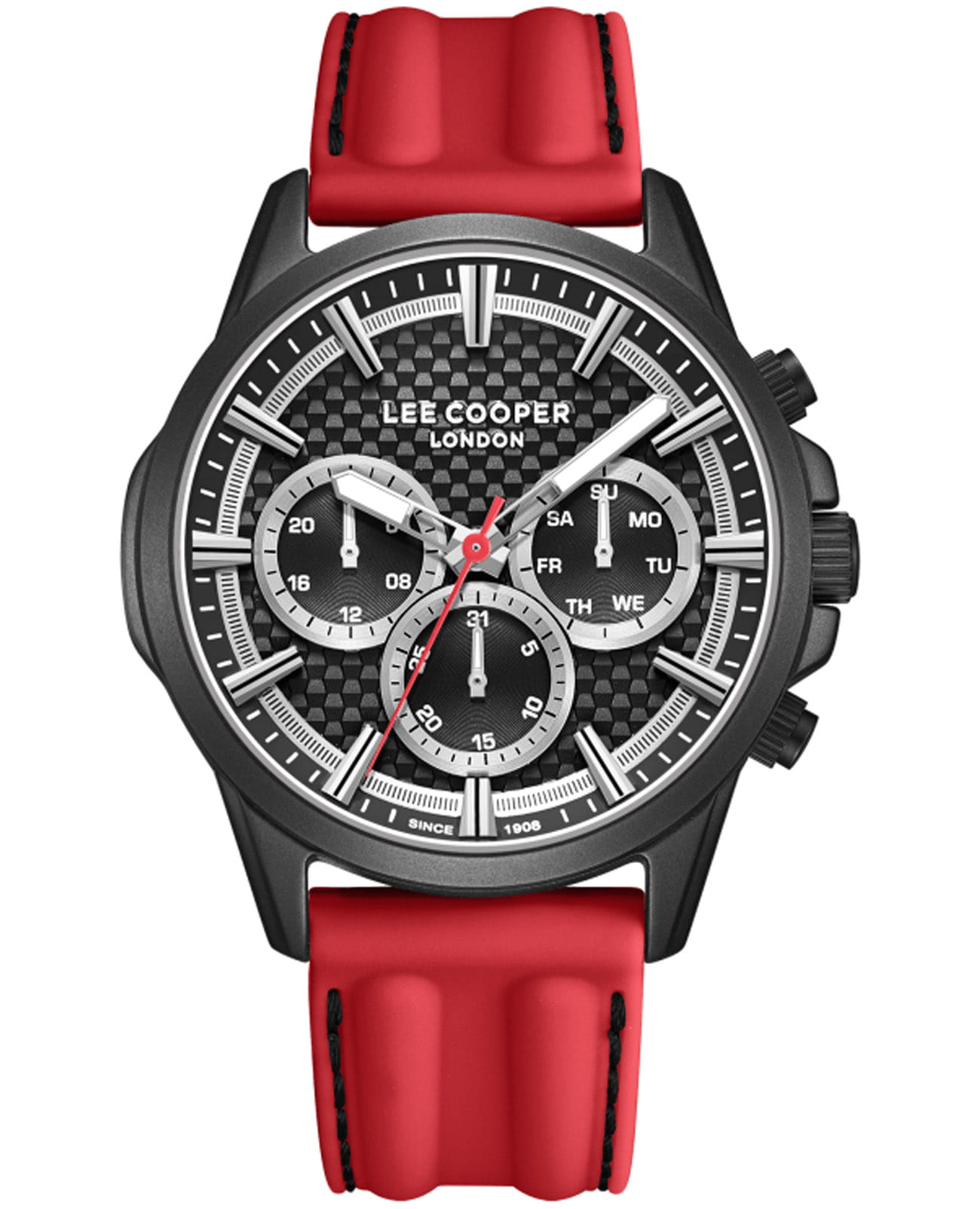 Lee Cooper Lee Cooper LC08048.658  LC08048.658 кварцевые мужские часы черный циферблат, браслет силикон — вид спереди