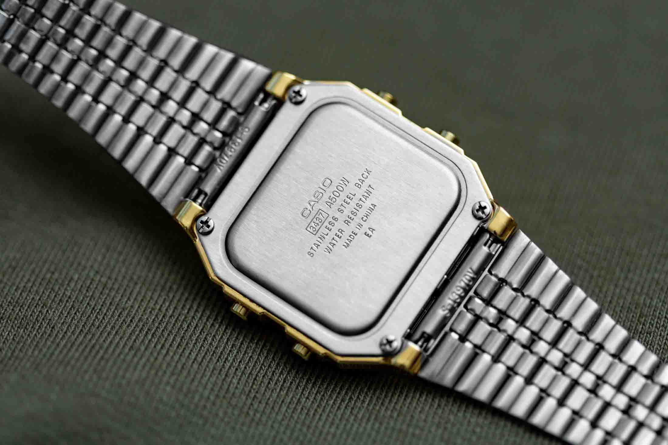 Casio Casio Vintage A500WGA-9D (A500WGA-9) кварцевые мужские часы часы крупный план серый циферблата