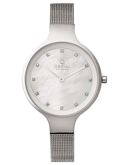 Obaku Obaku V173LXCIMC  V173LXCIMC автокварц (кинетик) женские часы перламутровый циферблат, браслет нержавеющая сталь — вид спереди