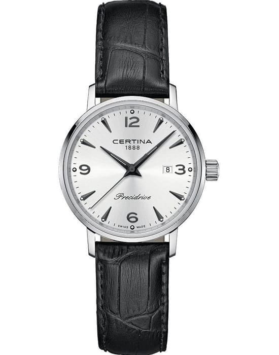 Certina Certina DS Caimano Lady C035.210.16.037.00 DS Caimano C0352101603700 кварцевые женские часы серебристый циферблат, браслет кожаный — вид спереди
