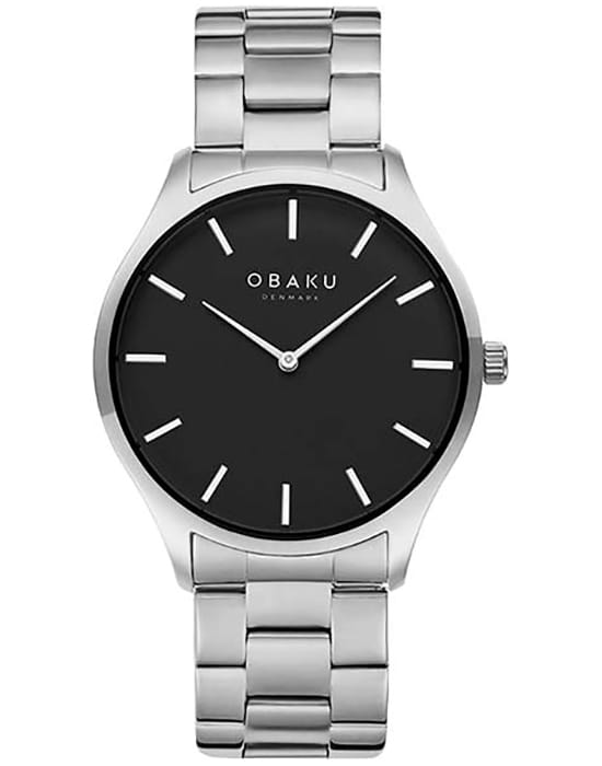 Obaku Obaku Tang Lille V260LXCBSC  V260LXCBSC кварцевые женские часы черный циферблат, браслет нержавеющая сталь — вид спереди