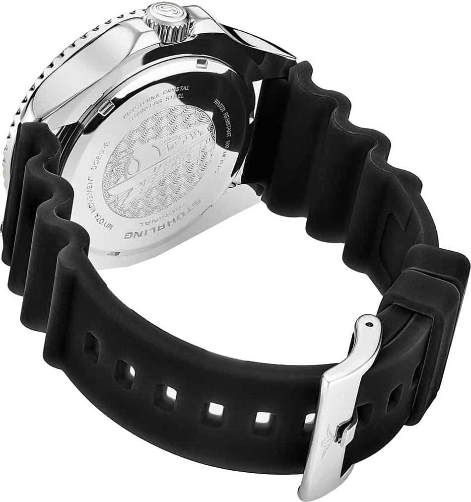 Stuhrling Stuhrling Aquadiver 3950R.3,  сша мужские часы на браслете силикон боковой вид