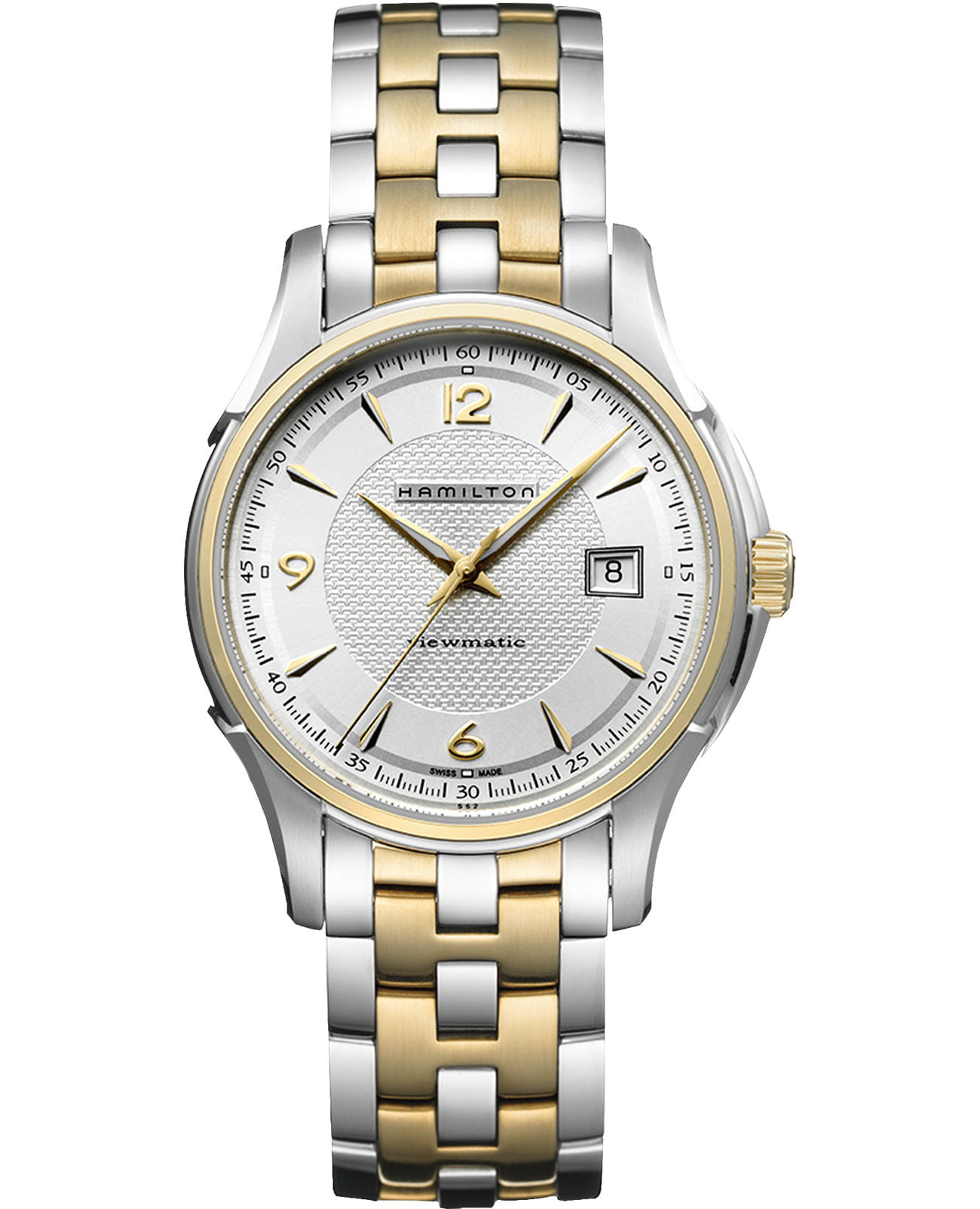 Hamilton Hamilton Jazzmaster Viewmatic Auto H32525155  H32525155 механические мужские часы серебристый циферблат, браслет сталь c pvd покрытием — вид спереди