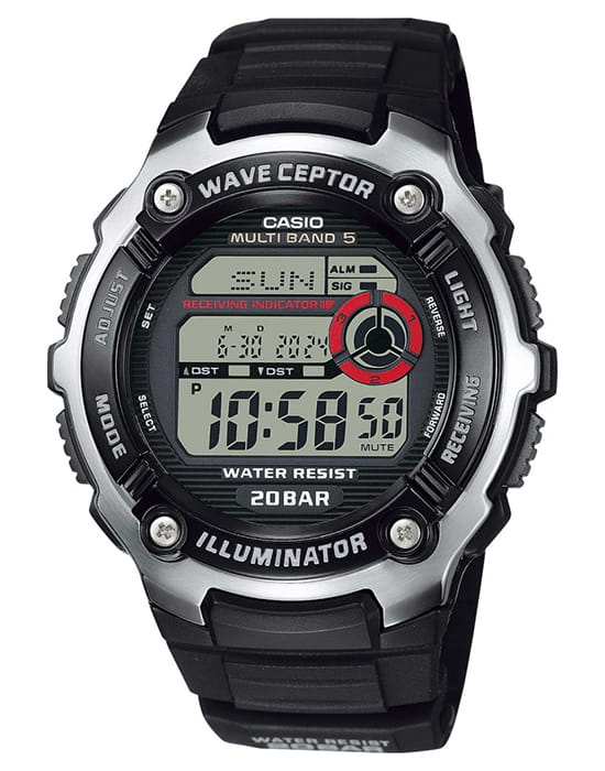 Casio Casio Radio Controlled WV-200R-1A  WV-200R-1AEF электронные мужские часы черный циферблат, браслет полимер — вид спереди