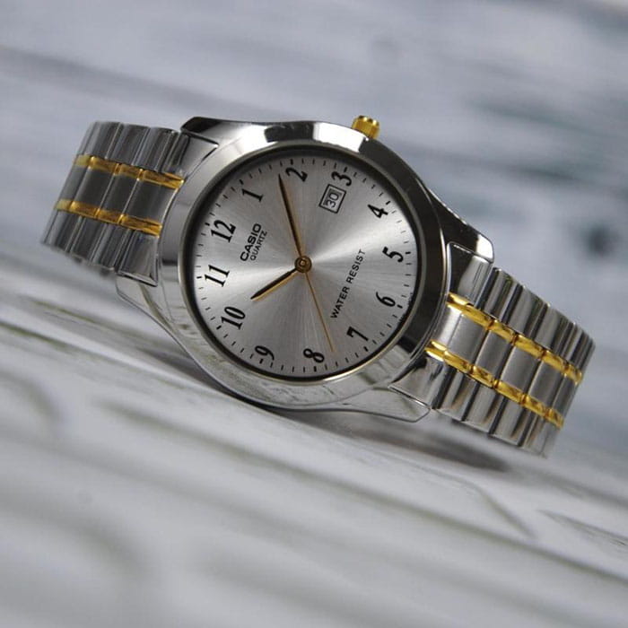 Casio Casio MTP-1264PG-7B, mtp япония мужские часы на браслете сталь с ip покрытием боковой вид