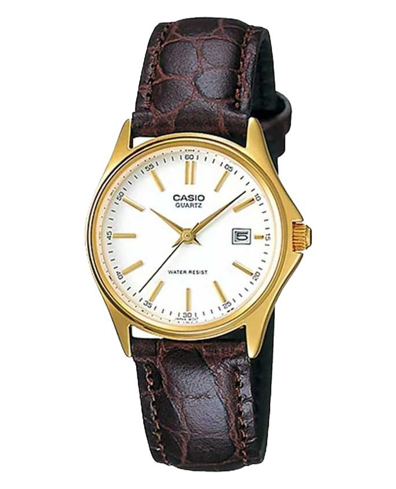 Casio Casio Collection LTP-1183Q-7A  LTP-1183Q-7A кварцевые женские часы белый циферблат, браслет кожаный — вид спереди