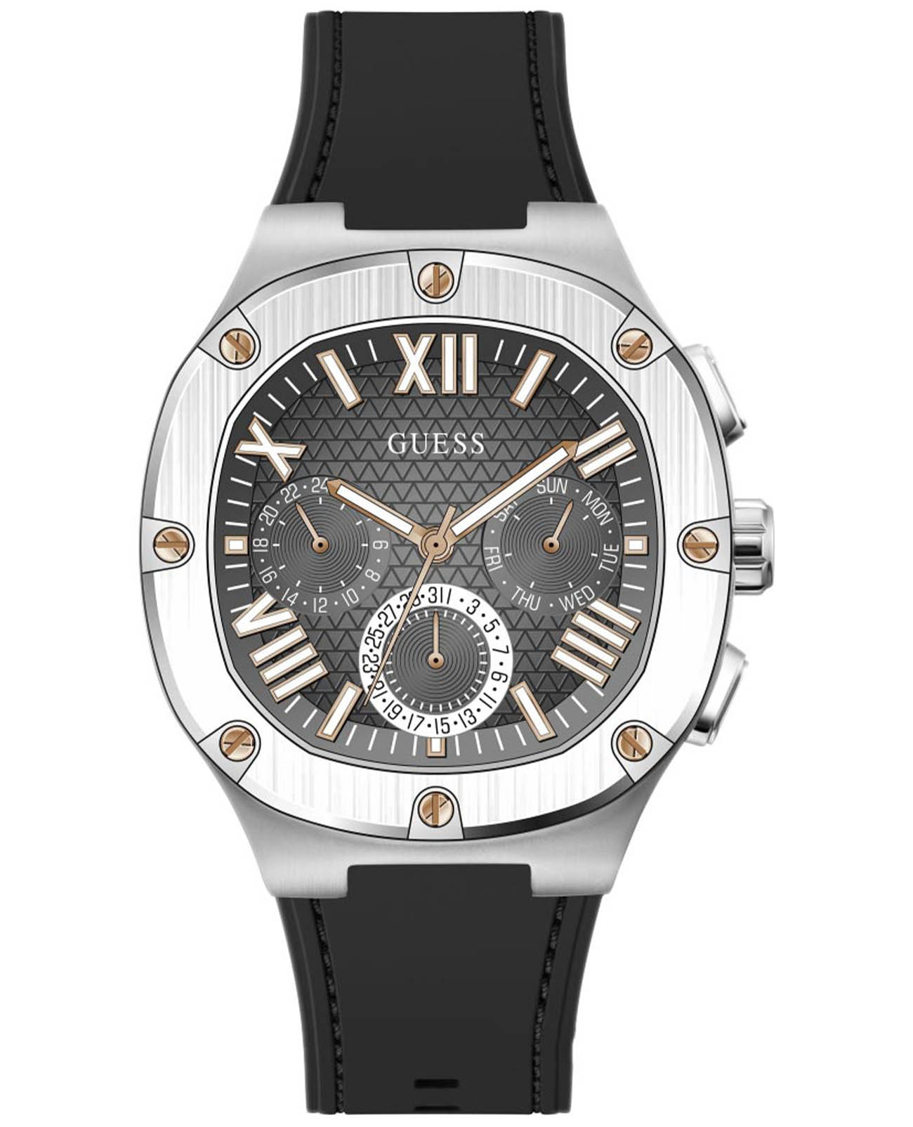 Guess Guess Headline GW0571G1  GW0571G1 кварцевые мужские часы серый циферблат, браслет силикон — вид спереди