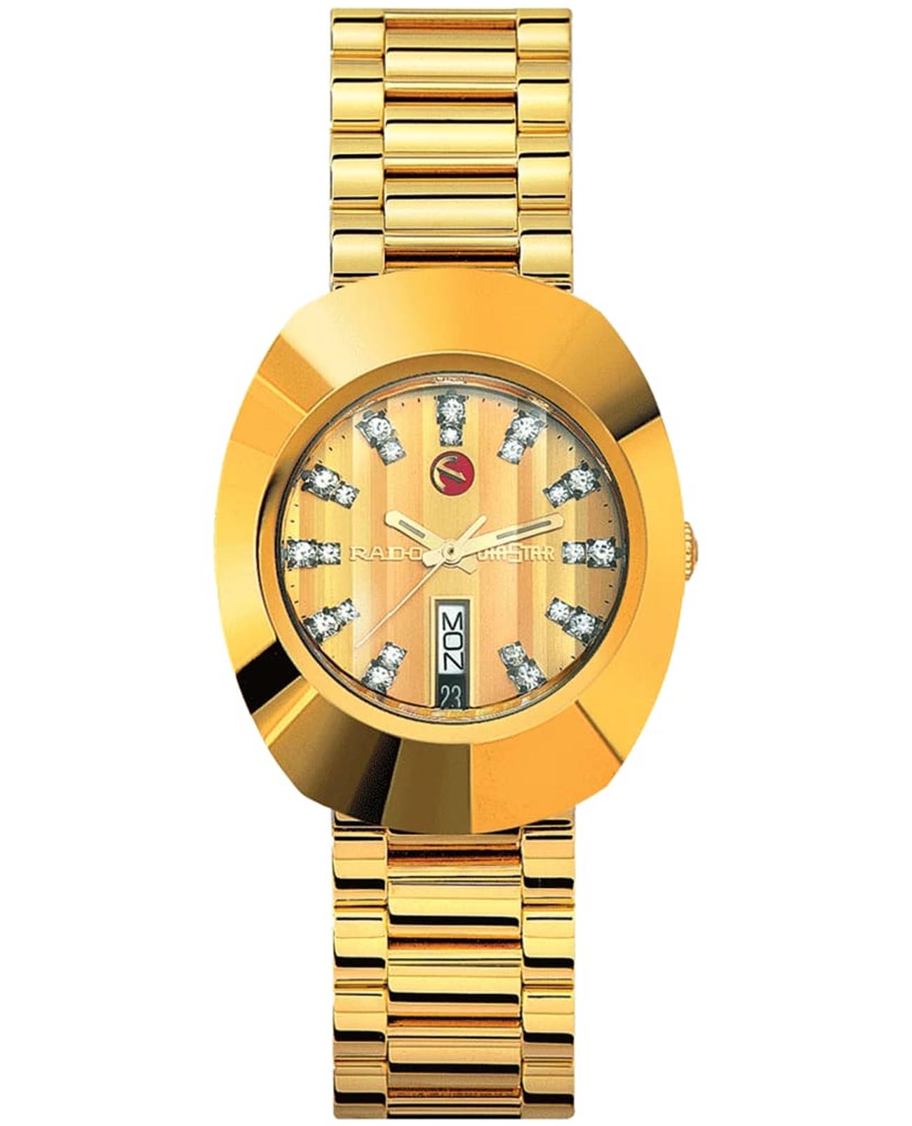 Rado Rado The Original Automatic Diamonds R12413804 Automatic R12413804 механические мужские часы золотой циферблат, браслет нержавеющая сталь с pvd-покрытием — вид спереди