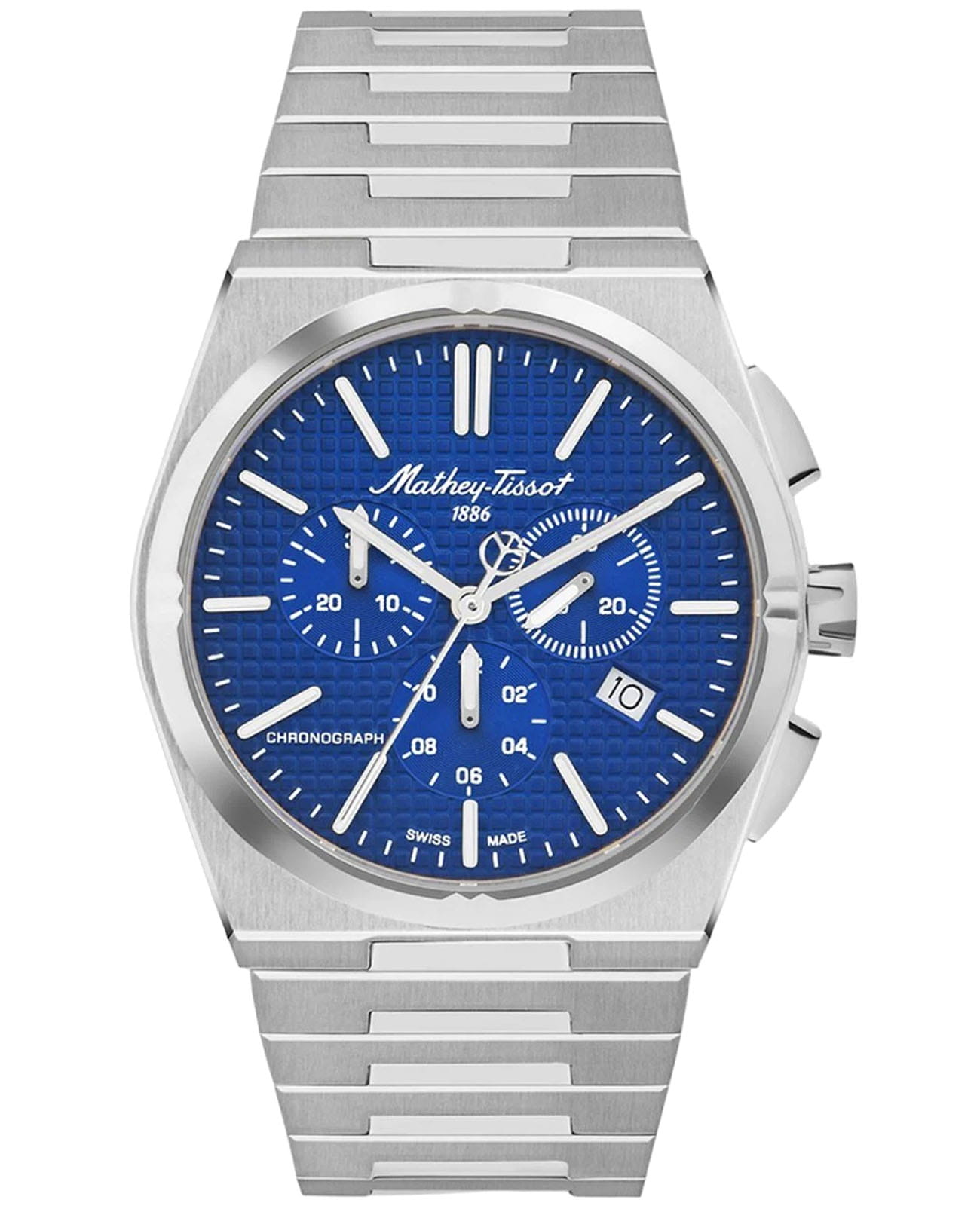 Mathey-Tissot Mathey-Tissot Zoltan H117CHABU  H117CHABU кварцевые мужские часы синий циферблат, браслет нержавеющая сталь — вид спереди