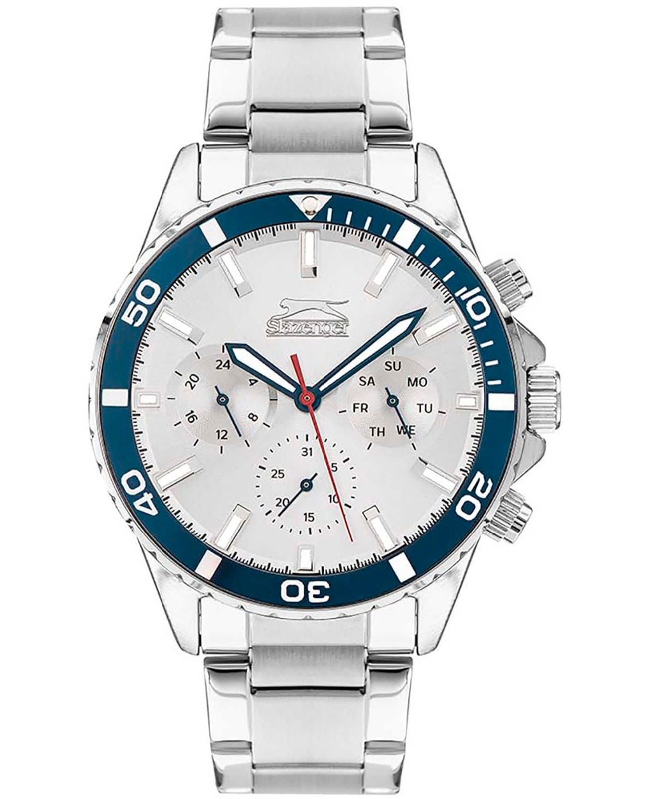 Slazenger Slazenger Multifunction SL.09.2065.2.01  SL.09.2065.2.01 кварцевые мужские часы серебристый циферблат, браслет суперметалл — вид спереди