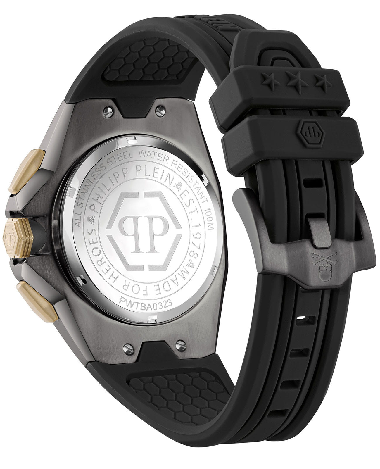 Philipp Plein Philipp Plein Octagon PWTBA0323,  германия мужские часы на браслете силикон боковой вид