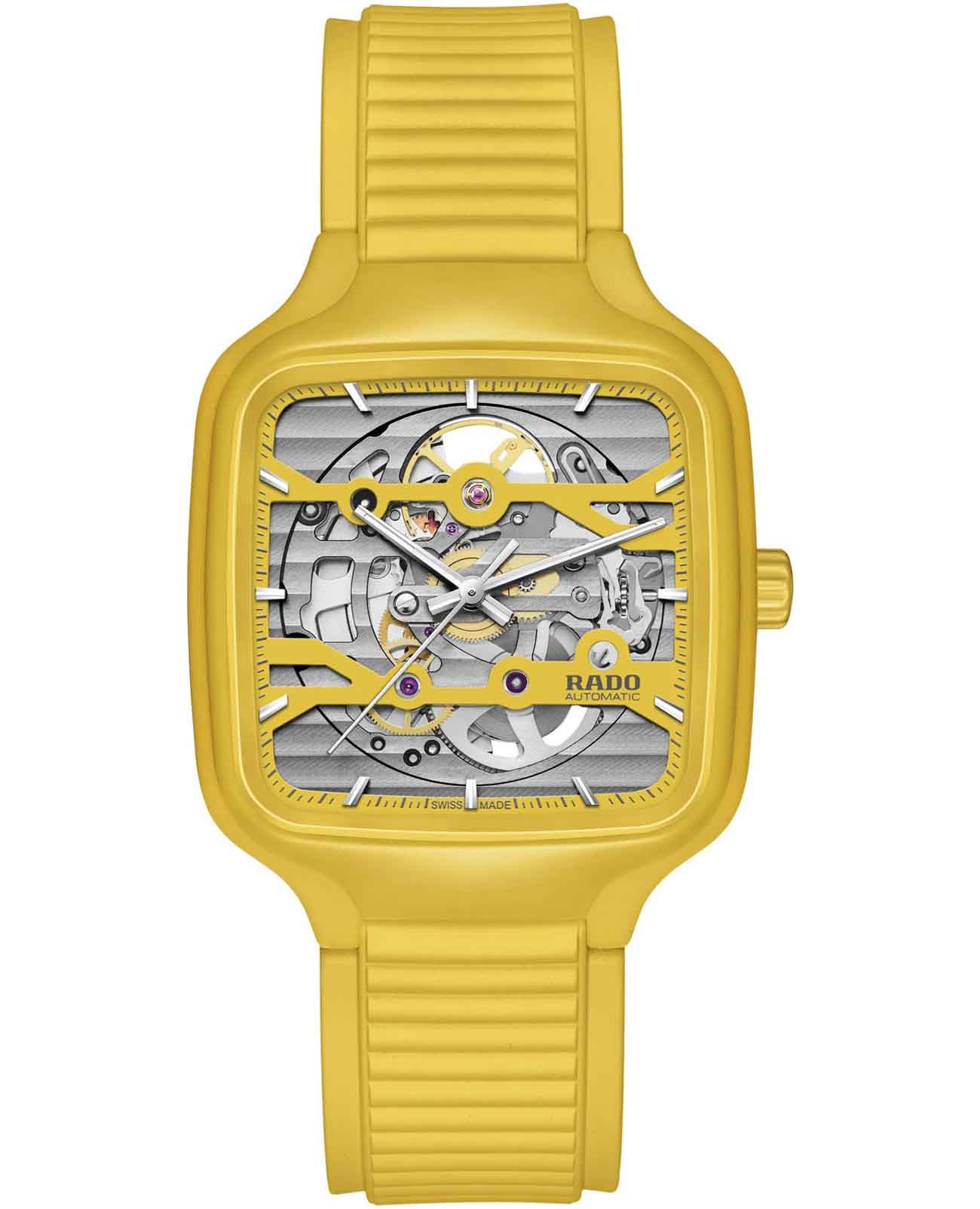 Rado Rado True Square Automatic Skeleton R27177255 Automatic R27177255 механические женские часы антрацитовый циферблат, браслет резина — вид спереди