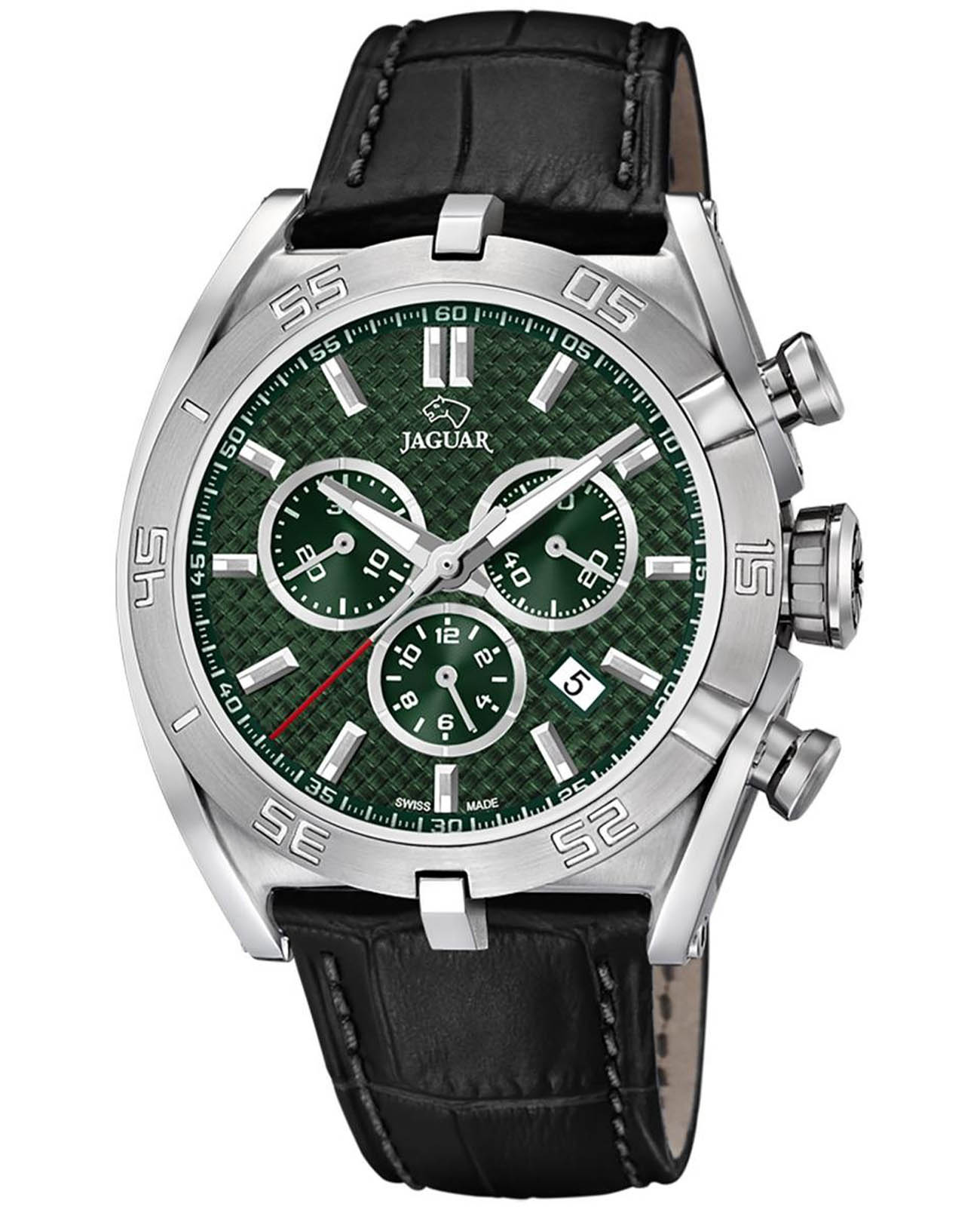 Jaguar Jaguar Executive Chrono J857/7  J857/7 кварцевые мужские часы зеленый циферблат, браслет кожаный — вид спереди