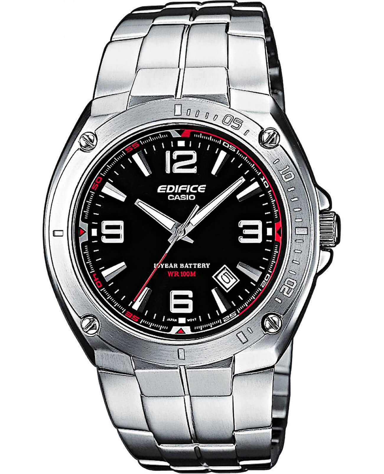 Casio Casio Edifice EF-126D-1A EF EF-126D-1A кварцевые мужские часы черный циферблат, браслет нержавеющая сталь — вид спереди