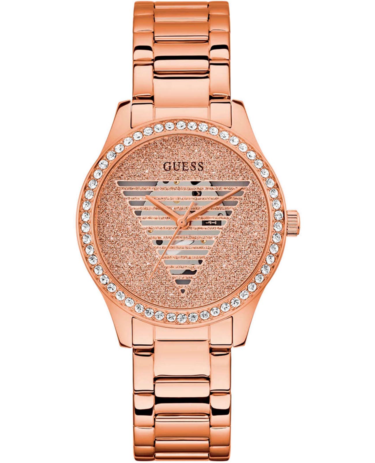 Guess Guess Lady Idol GW0605L3  GW0605L3 кварцевые женские часы золотой циферблат, браслет нержавеющая сталь с ip-покрытием — вид спереди