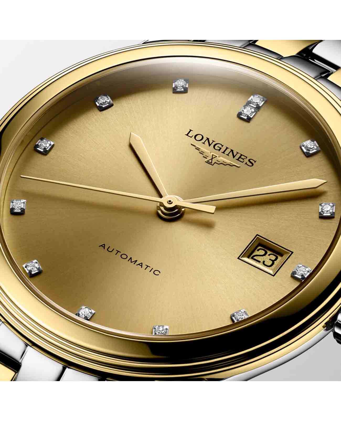 Longines Longines Flagship L4.974.3.37.7 женские часы золотой циферблат на запястье